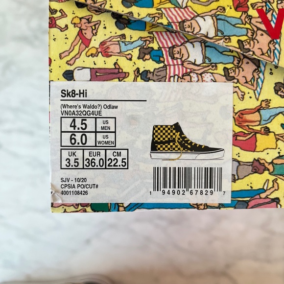 Vans Limited Edition Where's Waldo? Sk8-Hi Big Kid Size 4.5 or Womens Si… - Picture 14 of 16